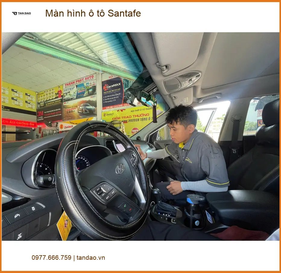 Anh Khang lắp màn hình ô tô Santafe Quận 12 tìm địa chỉ uy tín ảnh thực tế 4