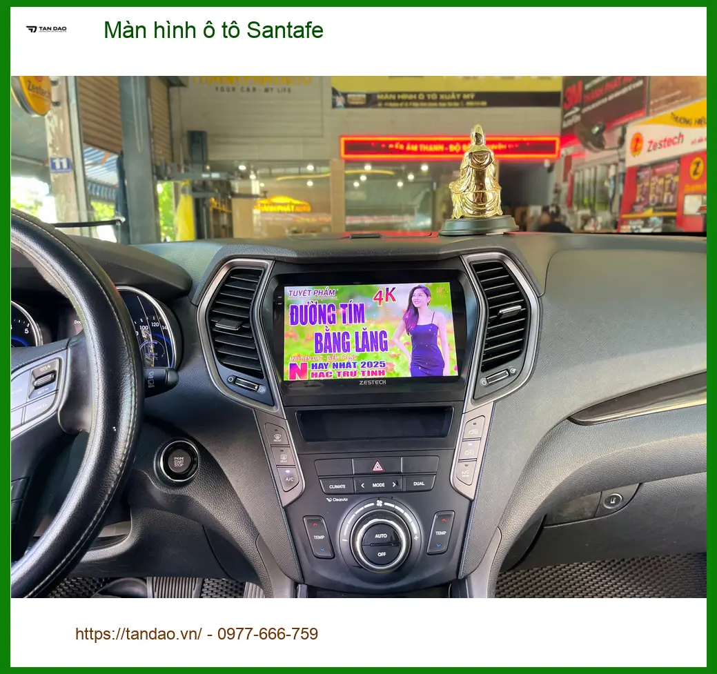 Anh Khải lắp màn hình ô tô Santafe tại Quận Thủ Đức vì màn zin cũ không đủ tính năng ảnh thực tế 4