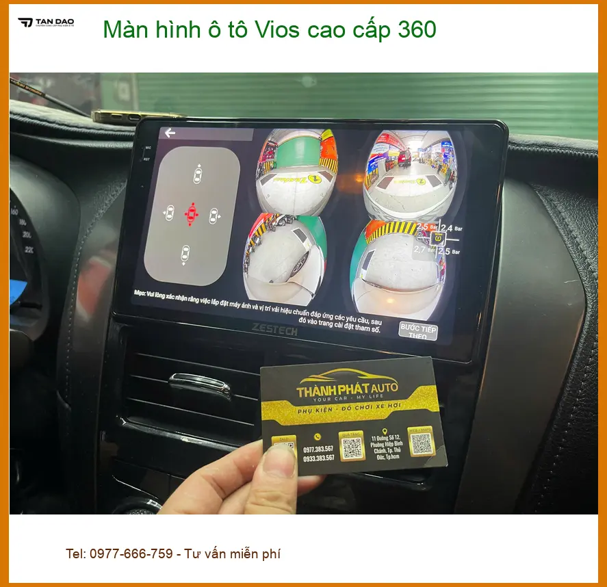 Anh Tấn lắp màn hình ô tô Vios 360 cao cấp tại Thủ Đức để quan sát toàn cảnh