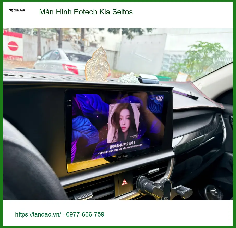 Anh Tấn lắp Màn Hình Potech Kia Seltos tại Quận 2 vì màn zin chậm quá ảnh thực tế 2