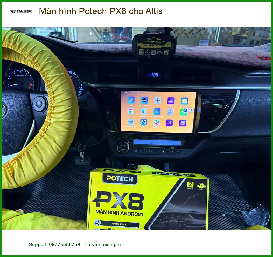 Anh Tấn lắp màn hình Potech PX8 cho Toyota Altis tại Quận 9 vì màn hình zin đã cũ và chậm ảnh thực tế 2