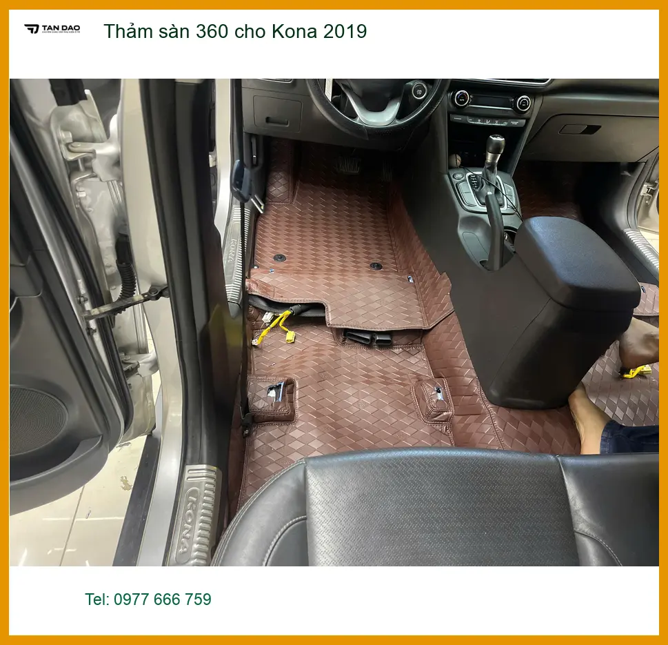 Anh Dũng lắp thảm sàn 360 cho Kona 2019 tại Quận 12 để giữ xe luôn sạch ảnh thực tế 5