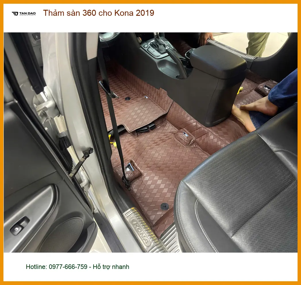 Chú Lộc lắp thảm sàn 360 cho Kona 2019 tại Quận Tân Phú vì thảm cũ đã sờn rách ảnh thực tế 4