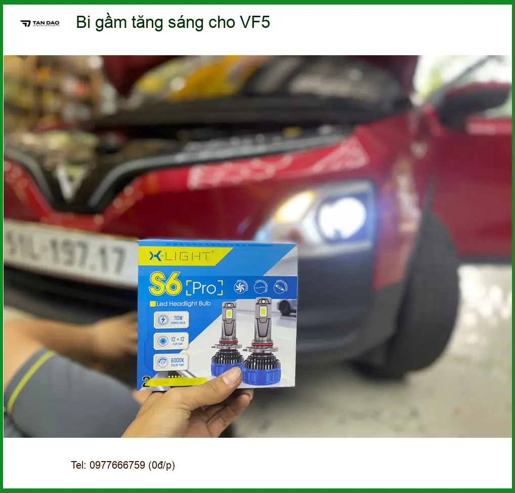 Anh Cường độ bi gầm tăng sáng cho VinFast VF5 Quận 3 vì đèn zin yếu ảnh thực tế 4