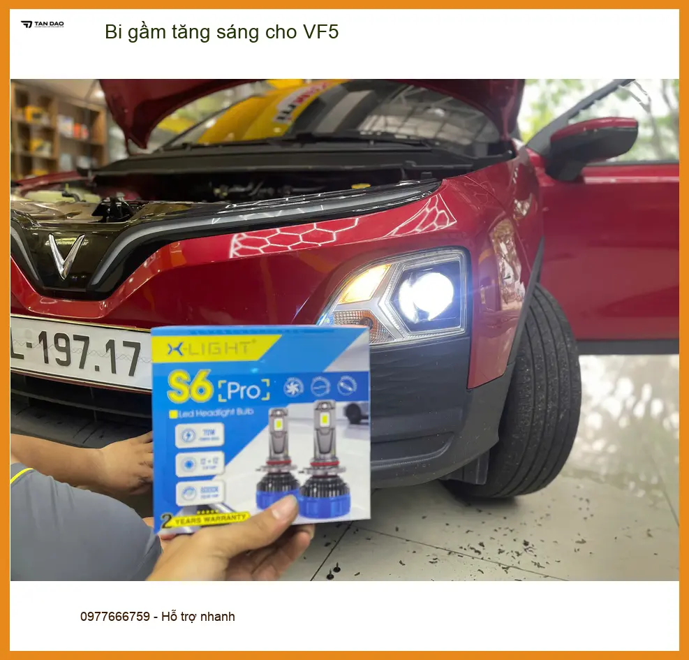 Anh Tùng độ bi gầm tăng sáng cho VinFast VF5 tại Quận 9 vì đèn zin không đủ sáng