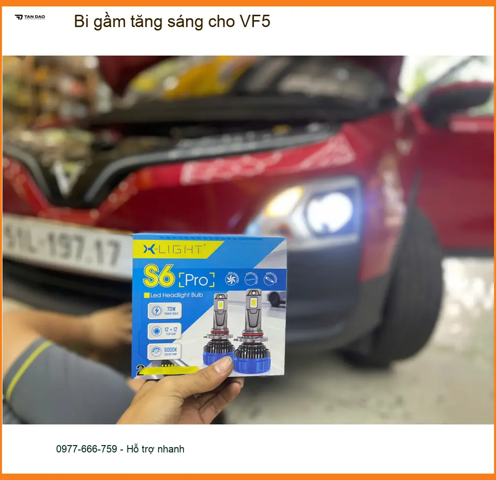 Anh Tùng độ bi gầm tăng sáng cho VinFast VF5 tại Quận 9 vì đèn zin không đủ sáng ảnh thực tế 4