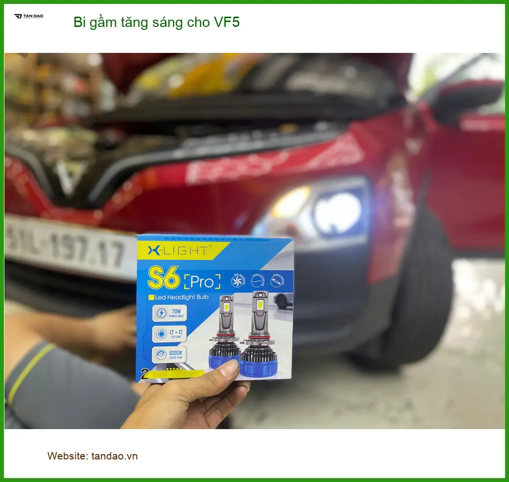 Chị Loan độ bi gầm tăng sáng VinFast VF5 tại Củ Chi vì đèn zin không đủ sáng ảnh thực tế 2