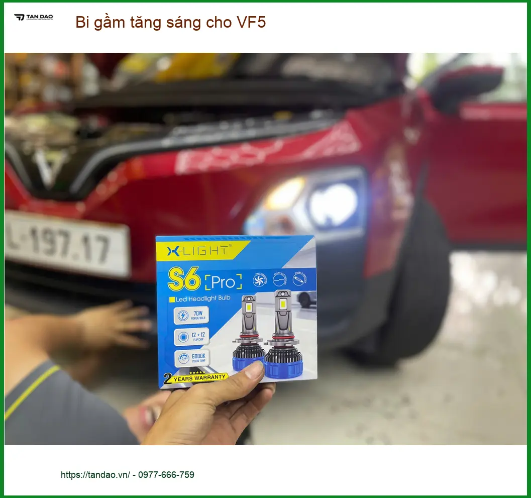 Anh Huy lắp bi gầm tăng sáng cho VinFast VF5 vì đèn zin không đủ sáng ở Hóc Môn