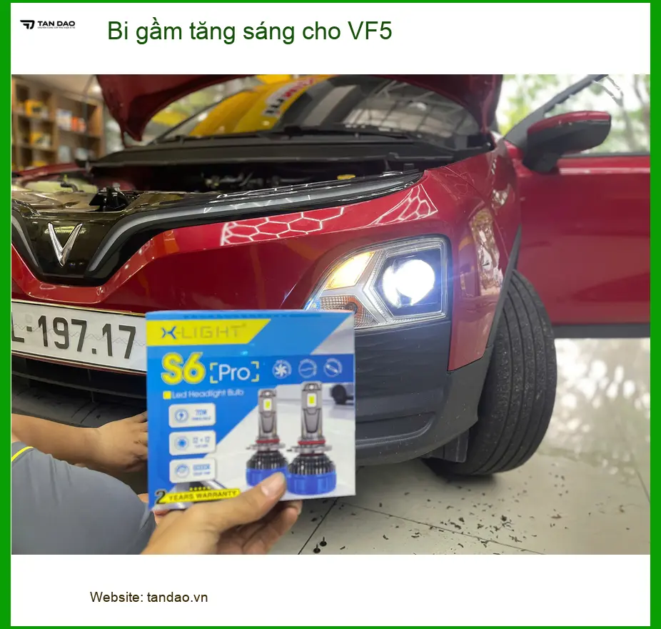 Anh Huy lắp bi gầm tăng sáng cho VinFast VF5 vì đèn zin không đủ sáng ở Hóc Môn ảnh thực tế 4
