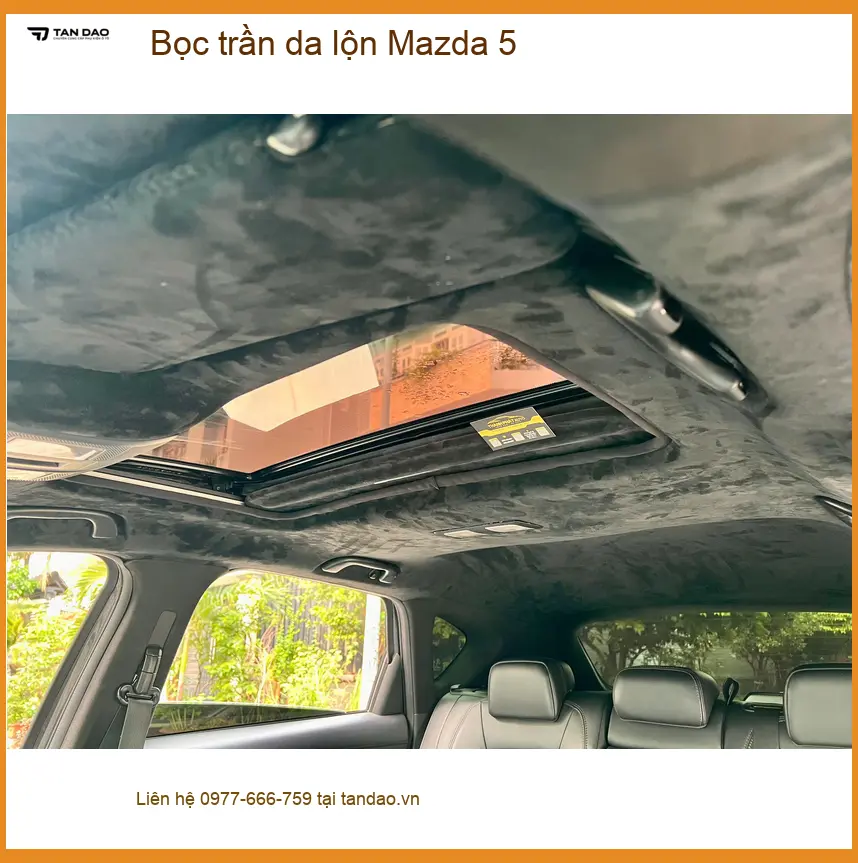 Anh Khang bọc trần da lộn cho Mazda 5 tại Quận 12 vì trần cũ bị xuống cấp ảnh thực tế 3