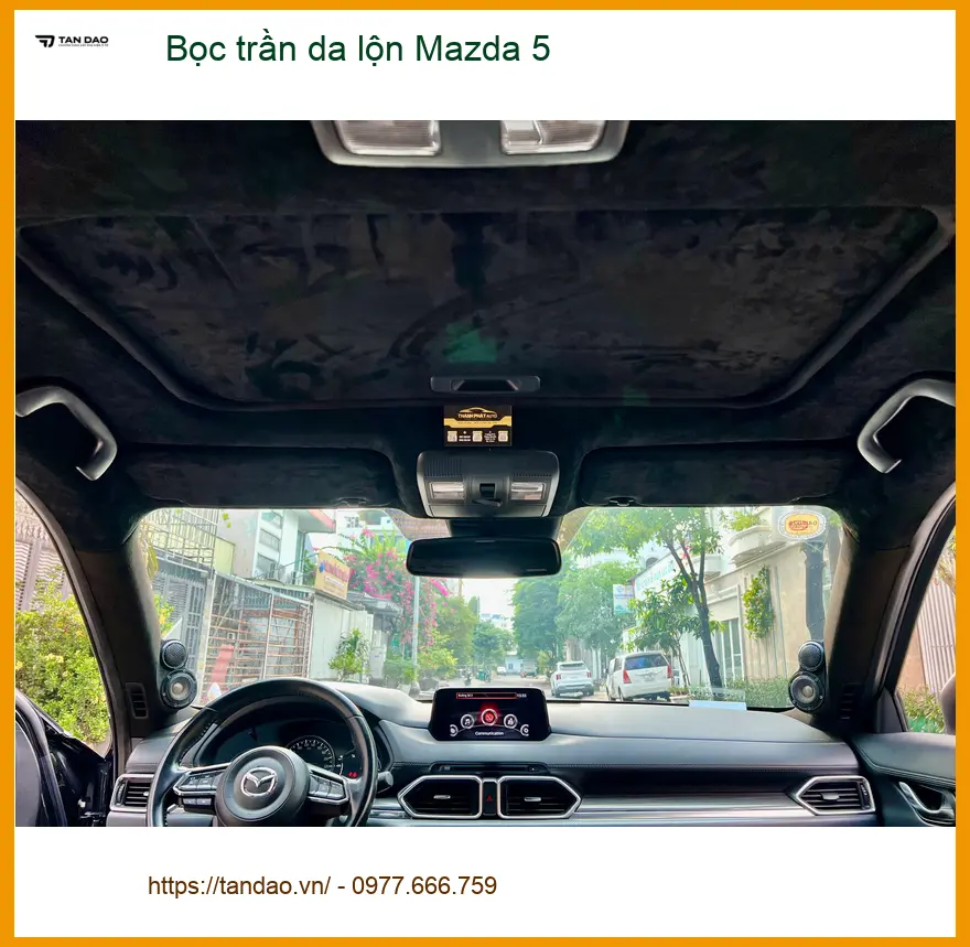 Chị Lan Anh bọc trần da lộn Mazda 5 tại Bình Thạnh cho nội thất cao cấp ảnh thực tế 2