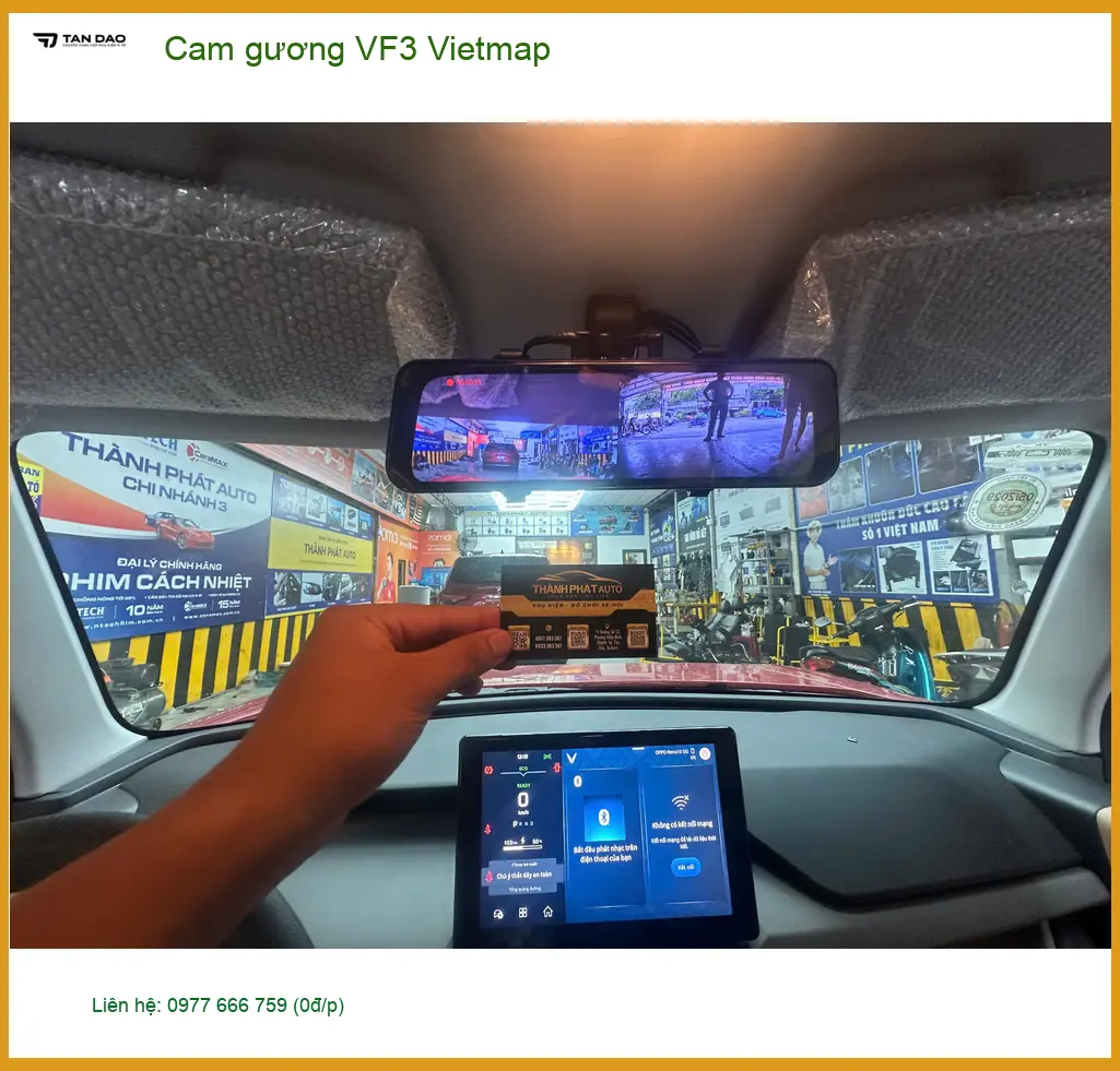 Chị Mai Anh lắp cam gương Vietmap cho VinFast VF3 tại Quận 7 để lái xe an toàn hơn ảnh thực tế 4