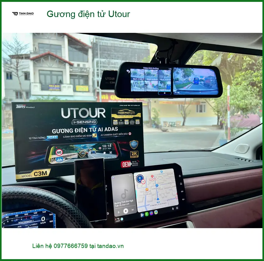 Anh Phong lắp gương điện tử Utour cho Honda CRV ghi hình an toàn tại Quận 5 ảnh thực tế 2