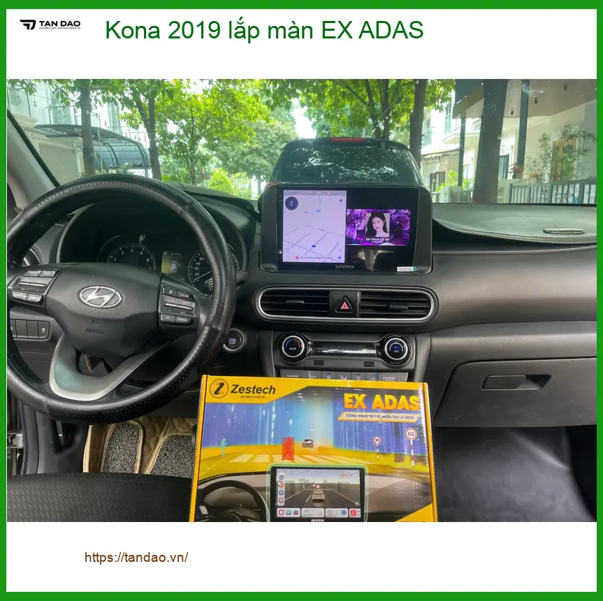 Anh Khải lắp màn hình EX ADAS cho Kona 2019 tại Quận Gò Vấp để lái xe an toàn ảnh thực tế 2