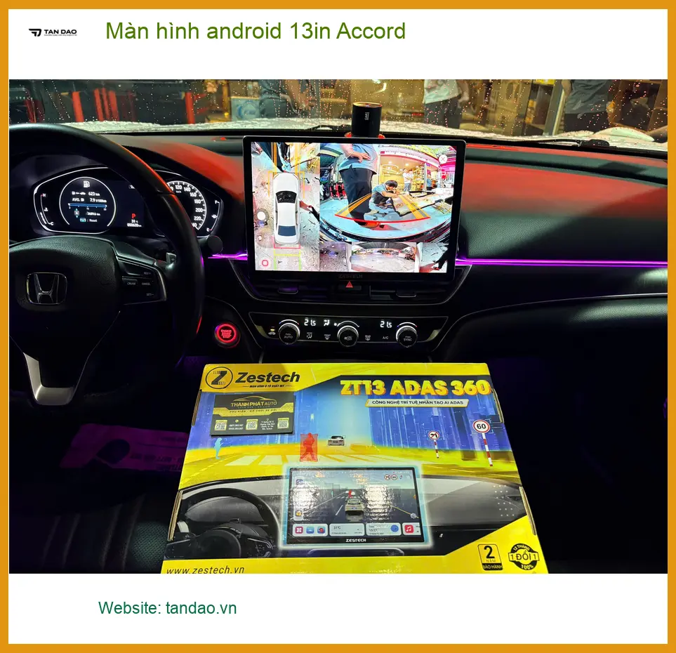 Chú Lâm nâng cấp màn hình android 13in Accord tại Quận 4, trải nghiệm mượt mà