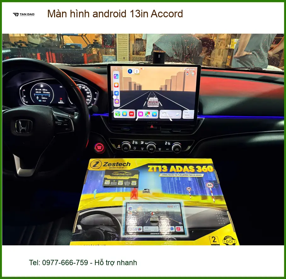 Chú Lâm nâng cấp màn hình android 13in Accord tại Quận 4, trải nghiệm mượt mà ảnh thực tế 4
