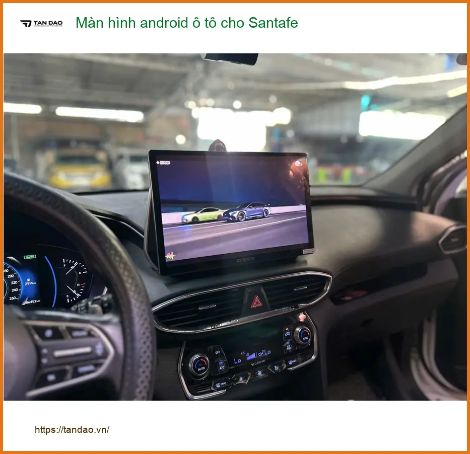 Anh Minh lắp màn hình android ô tô cho Santafe tại Hóc Môn để tiện công tác xa