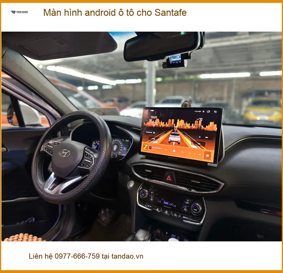 Chú Cường lắp màn hình Android ô tô cho Santafe tại Quận 7 vì màn hình zin quá nhàm chán ảnh thực tế 2