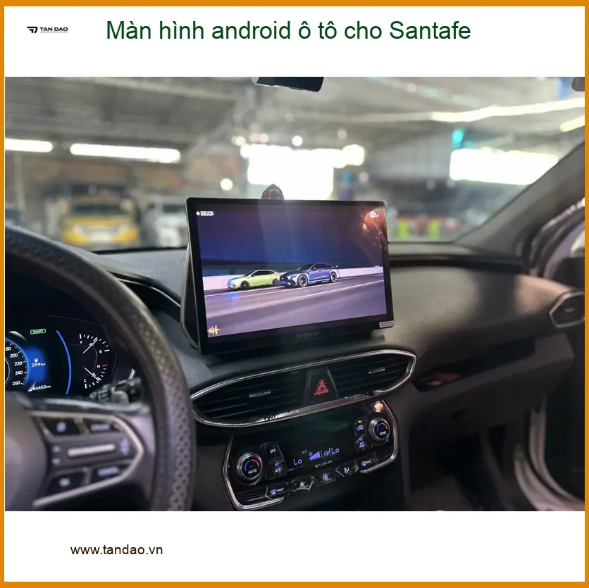 Chú Cường lắp màn hình Android ô tô cho Santafe tại Quận 7 vì màn hình zin quá nhàm chán ảnh thực tế 3