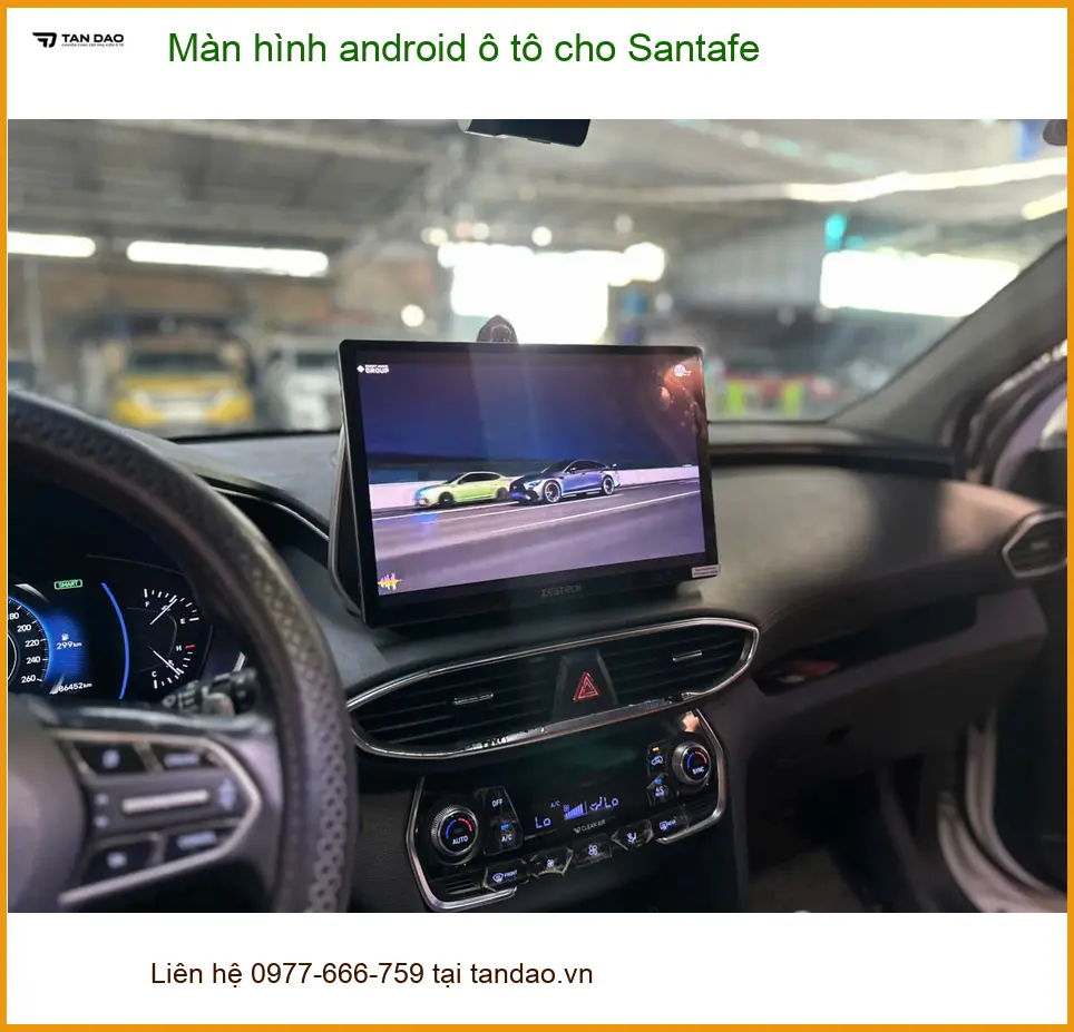 Anh Cường lắp màn hình android ô tô cho Santafe tại Quận Gò Vấp để nâng cấp giải trí ảnh thực tế 3