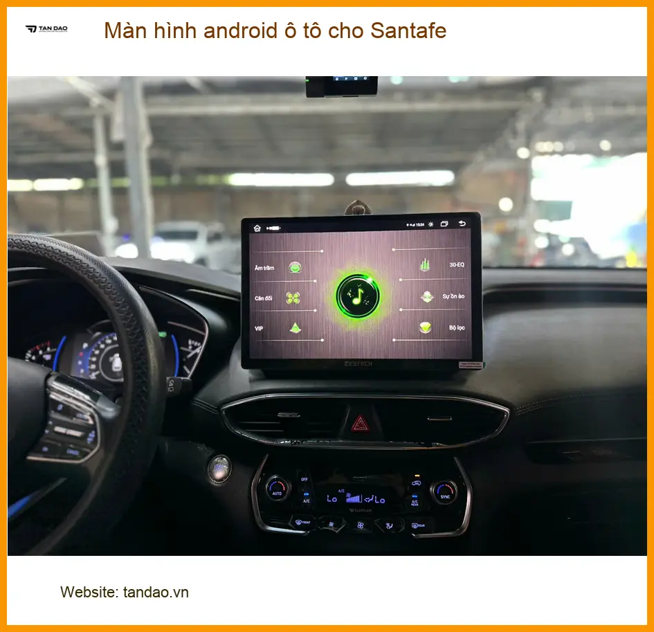 Chị Thư lắp màn hình Android ô tô cho Santafe tại Bình Chánh để con xem hoạt hình