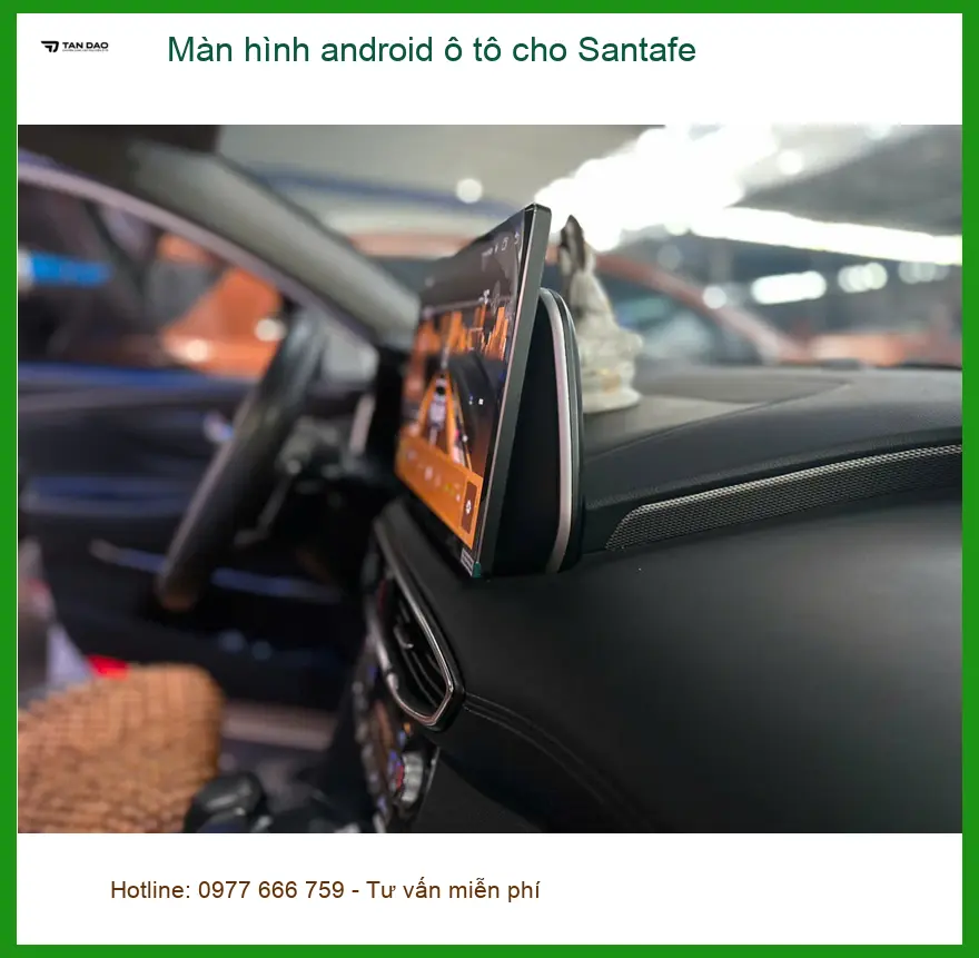 Chị Thư lắp màn hình Android ô tô cho Santafe tại Bình Chánh để con xem hoạt hình ảnh thực tế 2