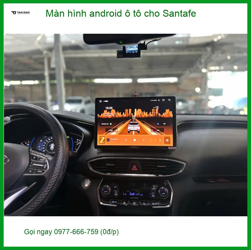 Chị Thư lắp màn hình Android ô tô cho Santafe tại Bình Chánh để con xem hoạt hình ảnh thực tế 3