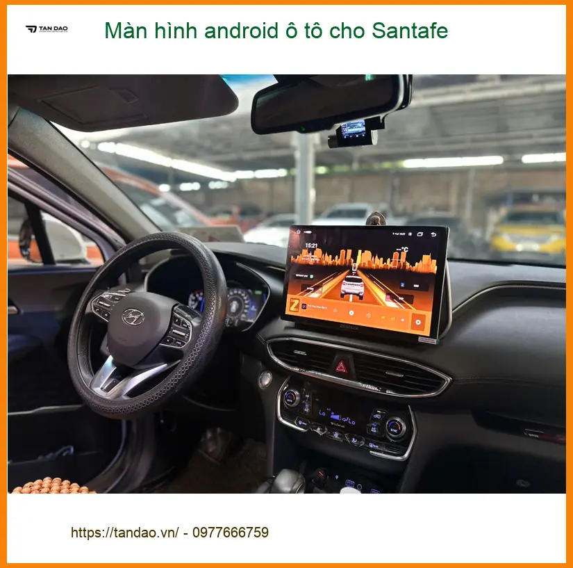 Chị Thư lắp màn hình Android ô tô cho Santafe tại Bình Chánh để con xem hoạt hình ảnh thực tế 4