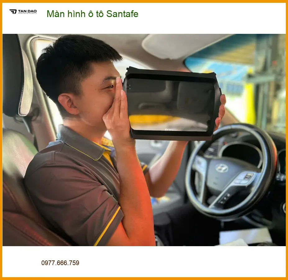 Chị Hạnh nâng cấp màn hình ô tô Santafe ở Quận Bình Thạnh, trải nghiệm giải trí đỉnh cao