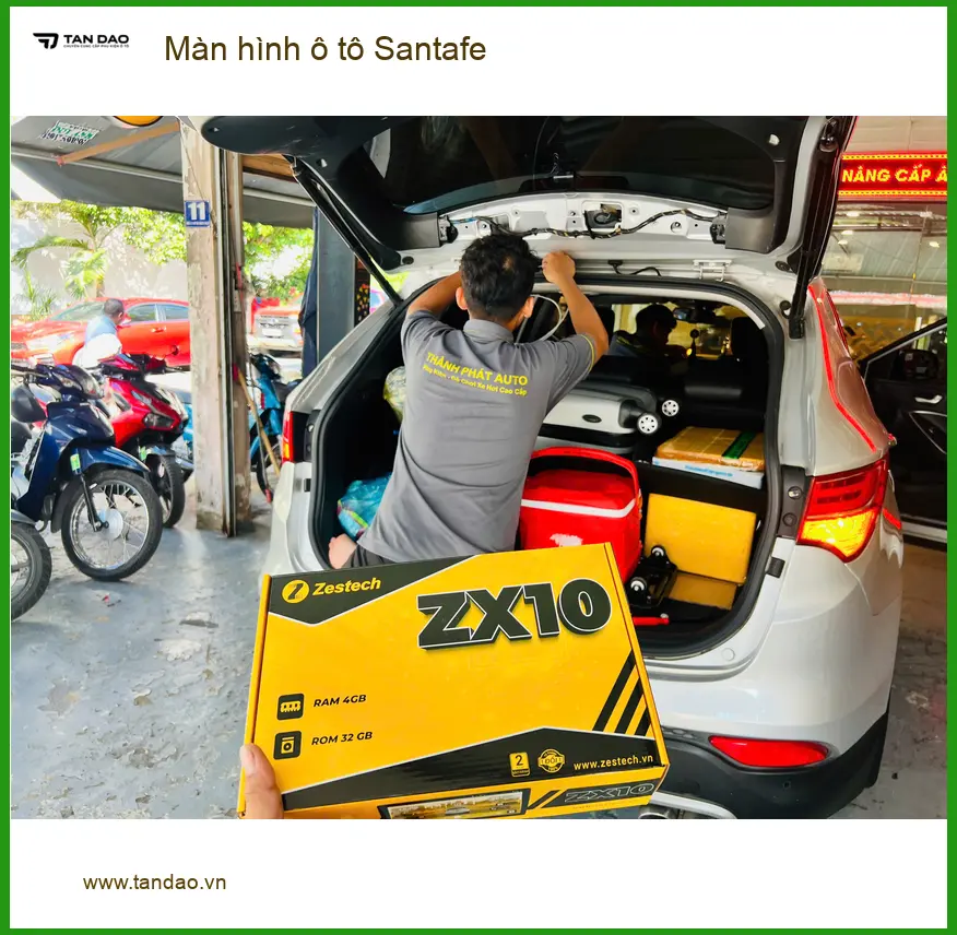 Chị Hạnh nâng cấp màn hình ô tô Santafe ở Quận Bình Thạnh, trải nghiệm giải trí đỉnh cao ảnh thực tế 3