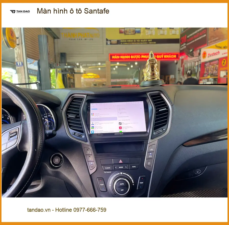 Anh Khải lắp màn hình ô tô Santafe tại Quận 2 để xem bản đồ, giải trí tiện lợi. ảnh thực tế 2