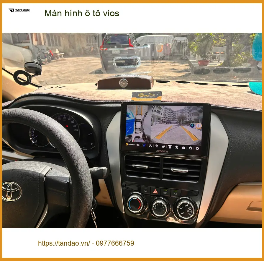 Chú Lâm lắp màn hình ô tô Vios tại Quận Gò Vấp vì màn zin cũ đã hỏng ảnh thực tế 3