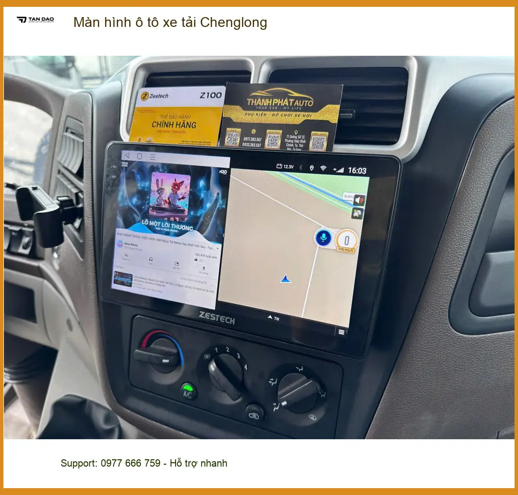 Anh Hoàng Anh lắp màn hình ô tô xe tải Chenglong H7 để tiện theo dõi lộ trình tại Quận 12 ảnh thực tế 5