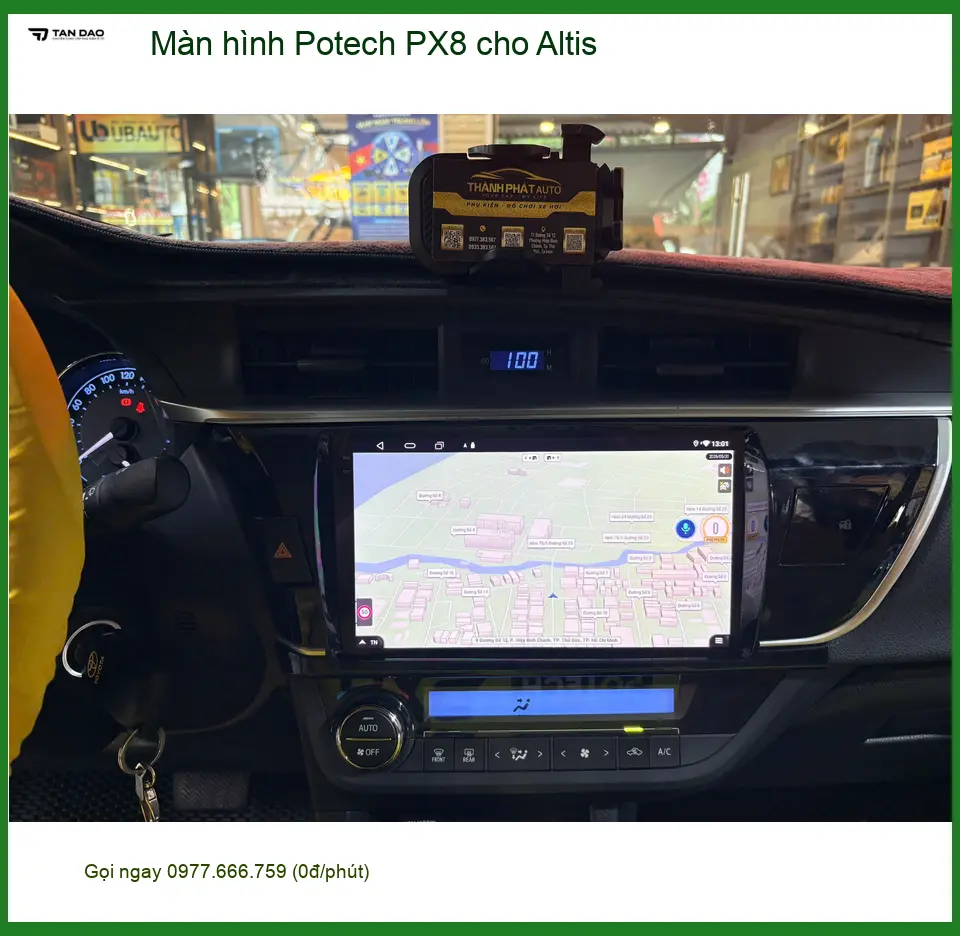 Chị Bích nâng cấp màn hình Potech PX8 cho Altis Quận 5 vì màn zin đã quá cũ ảnh thực tế 2