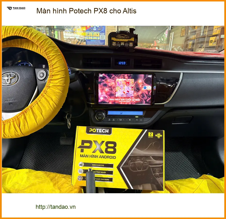 Chị Bích nâng cấp màn hình Potech PX8 cho Altis Quận 5 vì màn zin đã quá cũ ảnh thực tế 4