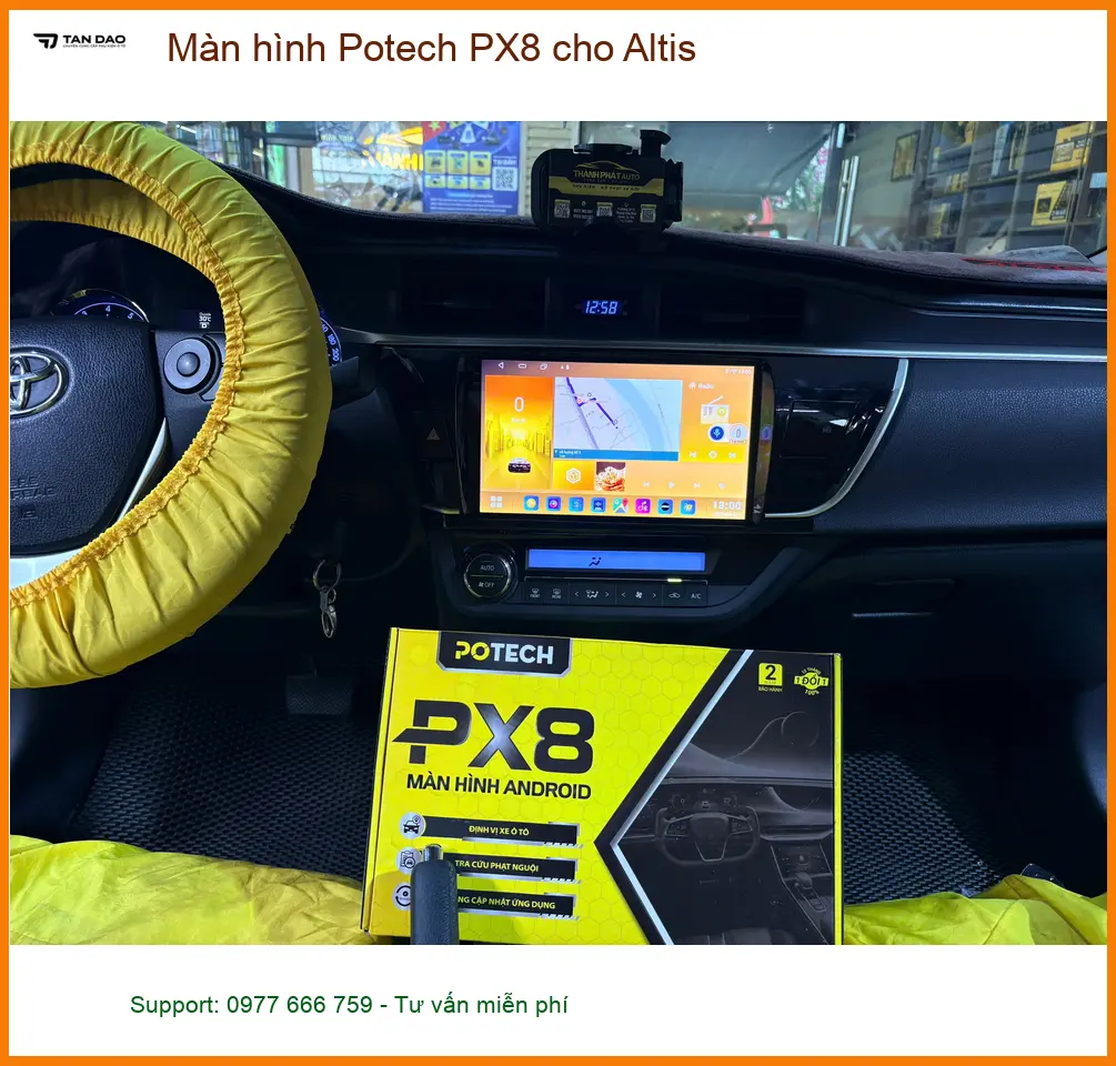 Anh Dũng lắp màn hình Potech PX8 cho Toyota Altis tại Quận Tân Bình.