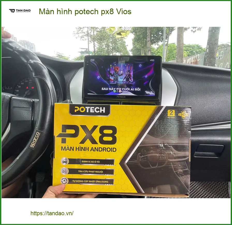 Anh Khải lắp màn hình Potech PX8 cho Vios tại Quận 10 vì màn zin thiếu tính năng giải trí