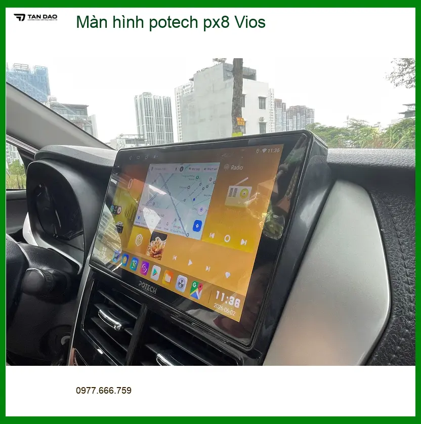 Chú Hưng lắp màn hình Potech PX8 cho Vios tại Quận 12 để tiện xem bản đồ và giải trí