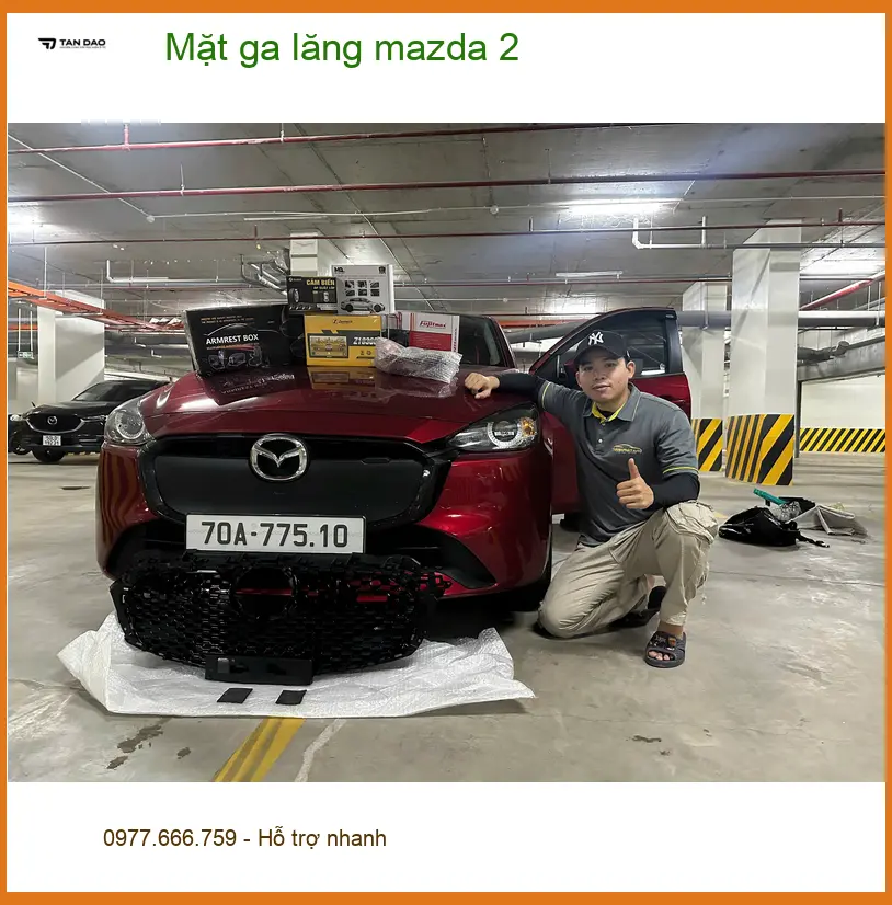 Anh Minh nâng cấp Mặt ga lăng Mazda 2 tại Cần Giờ để xe trông mạnh mẽ hơn ảnh thực tế 5