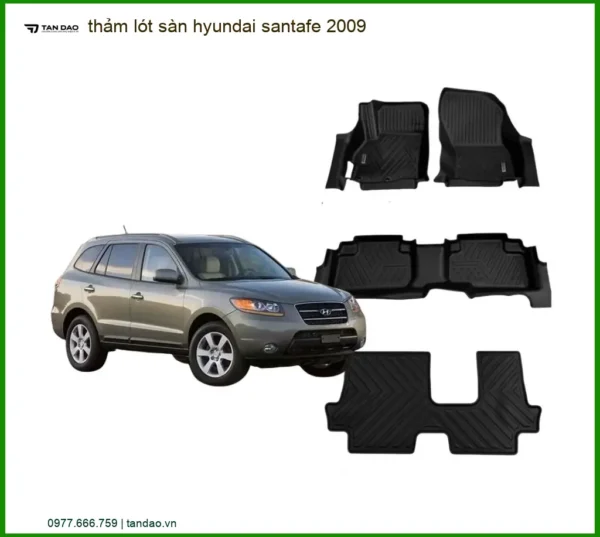Thảm Lót Sàn Hyundai SantaFe 2009 - Địa Chỉ Lắp Đặt Chính Hãng TPHCM