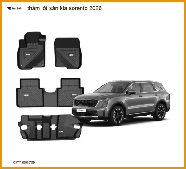 Thảm Lót Sàn Kia Sorento 2026 | Trung Tâm Gắn Chính Hãng Giá Tốt TPHCM
