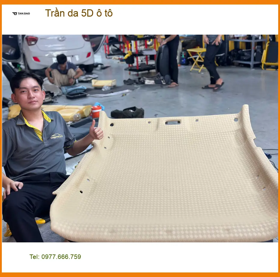 Chị Thanh bọc trần da 5D ô tô cho Honda CRV tại Quận 7 để nội thất sang trọng hơn ảnh thực tế 5