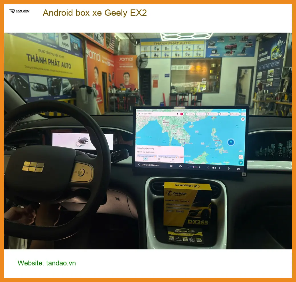 Chú Hưng lắp Android Box cho Geely EX2 ở Bình Thạnh xem YouTube, bản đồ