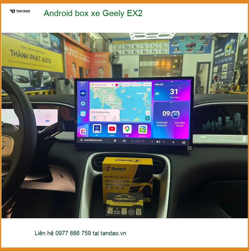 Chú Hưng lắp Android Box cho Geely EX2 ở Bình Thạnh xem YouTube, bản đồ ảnh thực tế 3