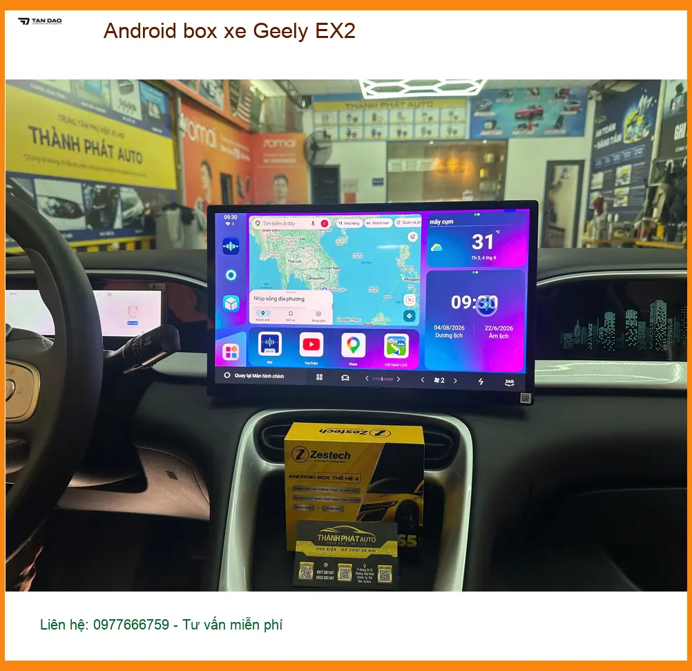Anh Khang lắp Android box xe Geely EX2 tại Hóc Môn để giải trí trên đường ảnh thực tế 4