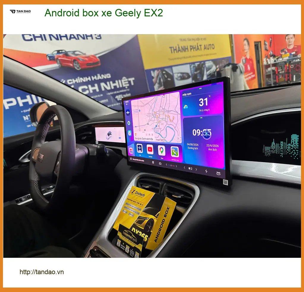 Chú Hưng lắp Android Box cho Geely EX2 ở Bình Thạnh xem YouTube, bản đồ ảnh thực tế 4