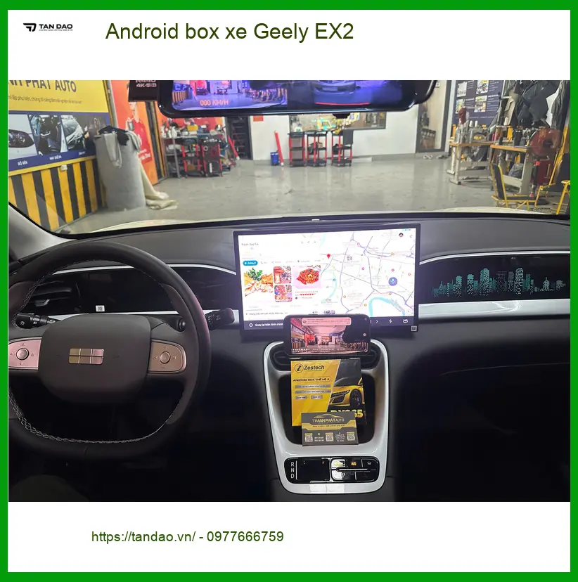 Chú Hưng lắp Android Box cho Geely EX2 ở Bình Thạnh xem YouTube, bản đồ ảnh thực tế 5