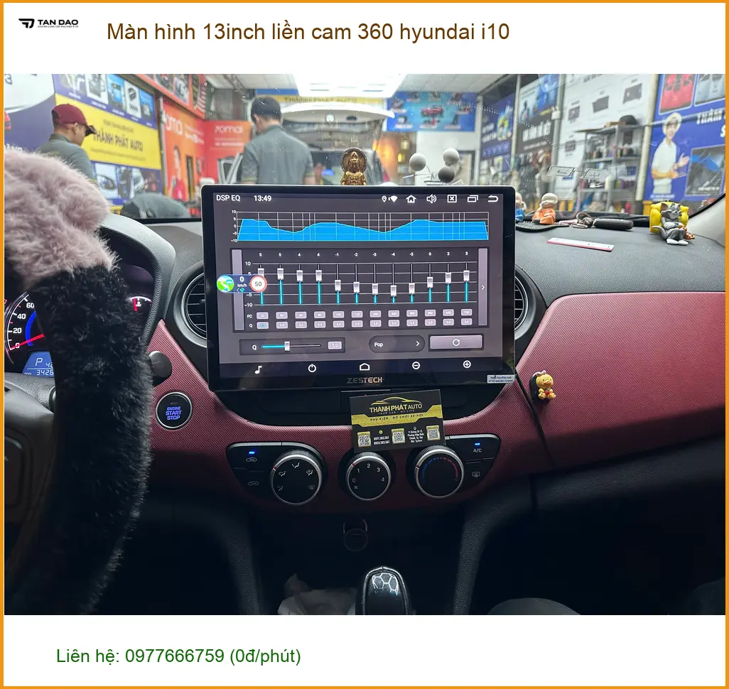Anh Tùng lắp màn hình 13inch liền cam 360 Hyundai i10 tại Quận 12