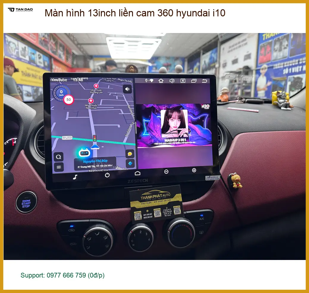 Anh Tùng lắp màn hình 13inch liền cam 360 Hyundai i10 tại Quận 12 ảnh thực tế 3