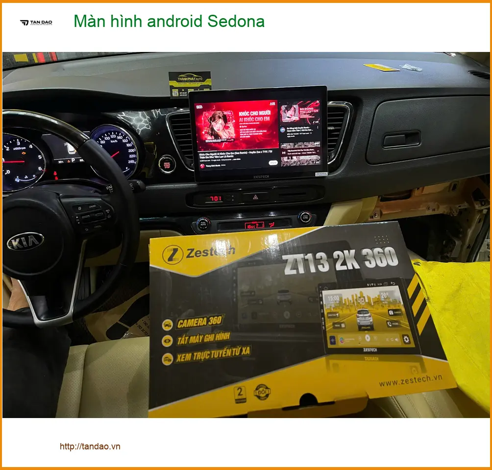 Chú Tấn lắp màn hình Android cho Kia Sedona tại Quận 9 để tiện theo dõi bản đồ và giải trí ảnh thực tế 4